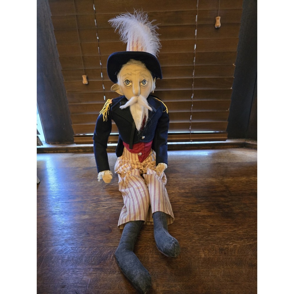 Colonial Traditions Uncle Sam Rag Cloth Doll Striped Pants Navy Jacket - Picture 2 of 7